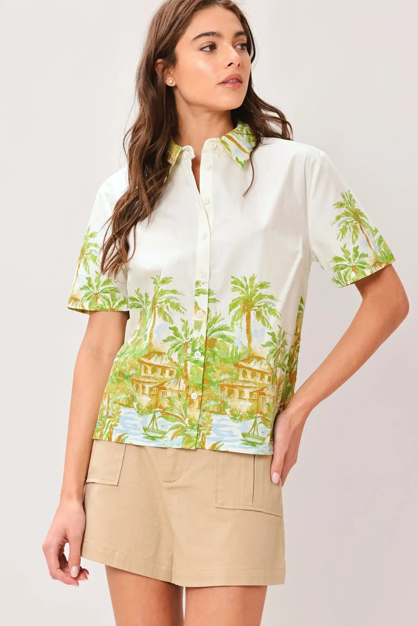 PALM CURRENT WOVEN TOP - Flying Tomato - Flyclothing LLC