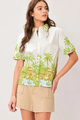 PALM CURRENT WOVEN TOP - Flying Tomato - Flyclothing LLC