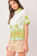PALM CURRENT WOVEN TOP - Flying Tomato - Flyclothing LLC