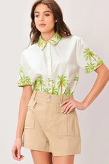 PALM CURRENT WOVEN TOP - Flying Tomato - Flyclothing LLC