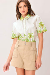PALM CURRENT WOVEN TOP - Flying Tomato - Flyclothing LLC