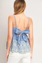 BLUE MEADOW WOVEN TOP - Flying Tomato - Flyclothing LLC
