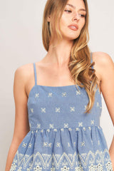 BLUE MEADOW WOVEN TOP - Flying Tomato - Flyclothing LLC