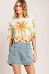 VINTAGE ISLAND WOVEN CROP TOP - Flying Tomato - Flyclothing LLC