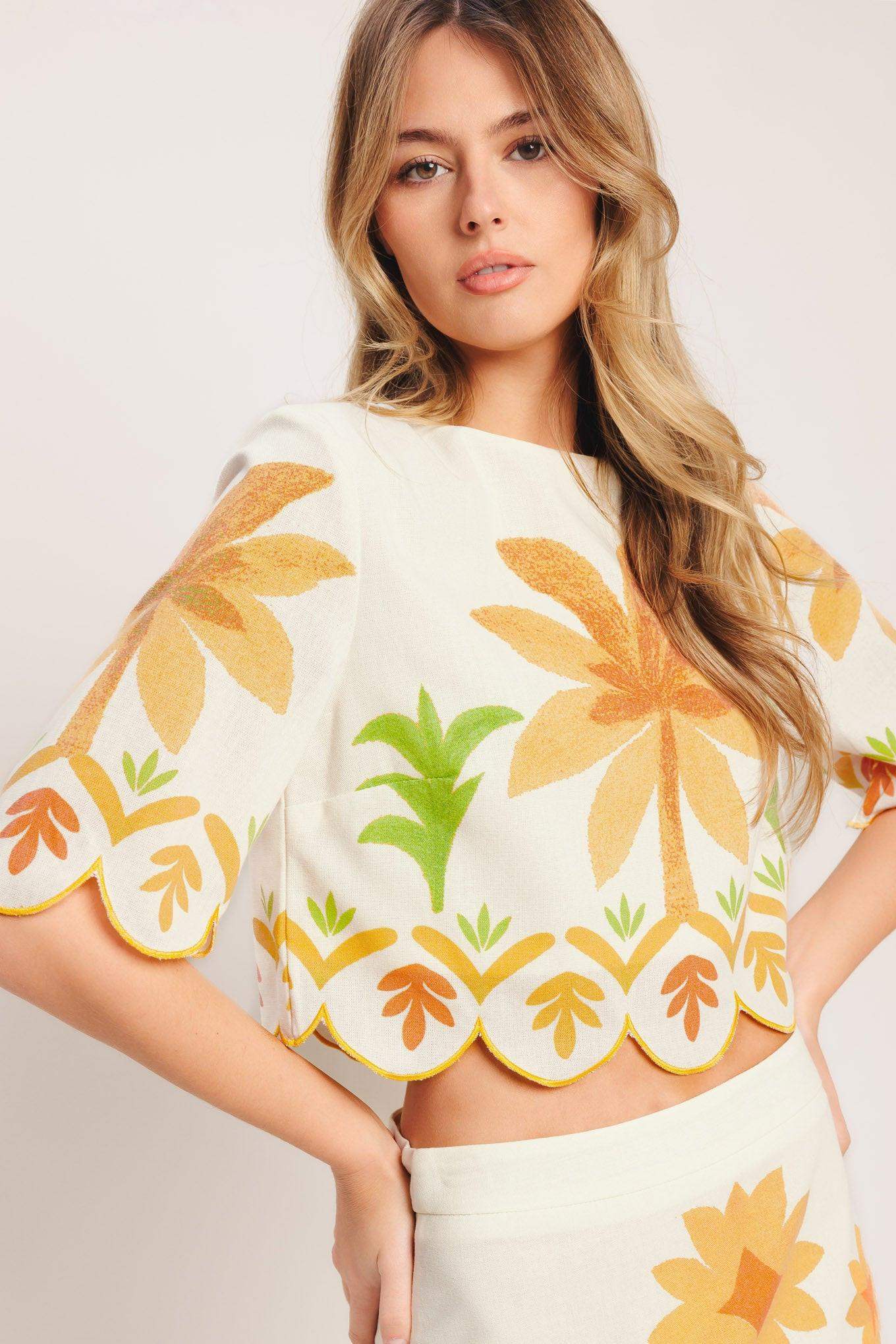 VINTAGE ISLAND WOVEN CROP TOP - Flying Tomato - Flyclothing LLC