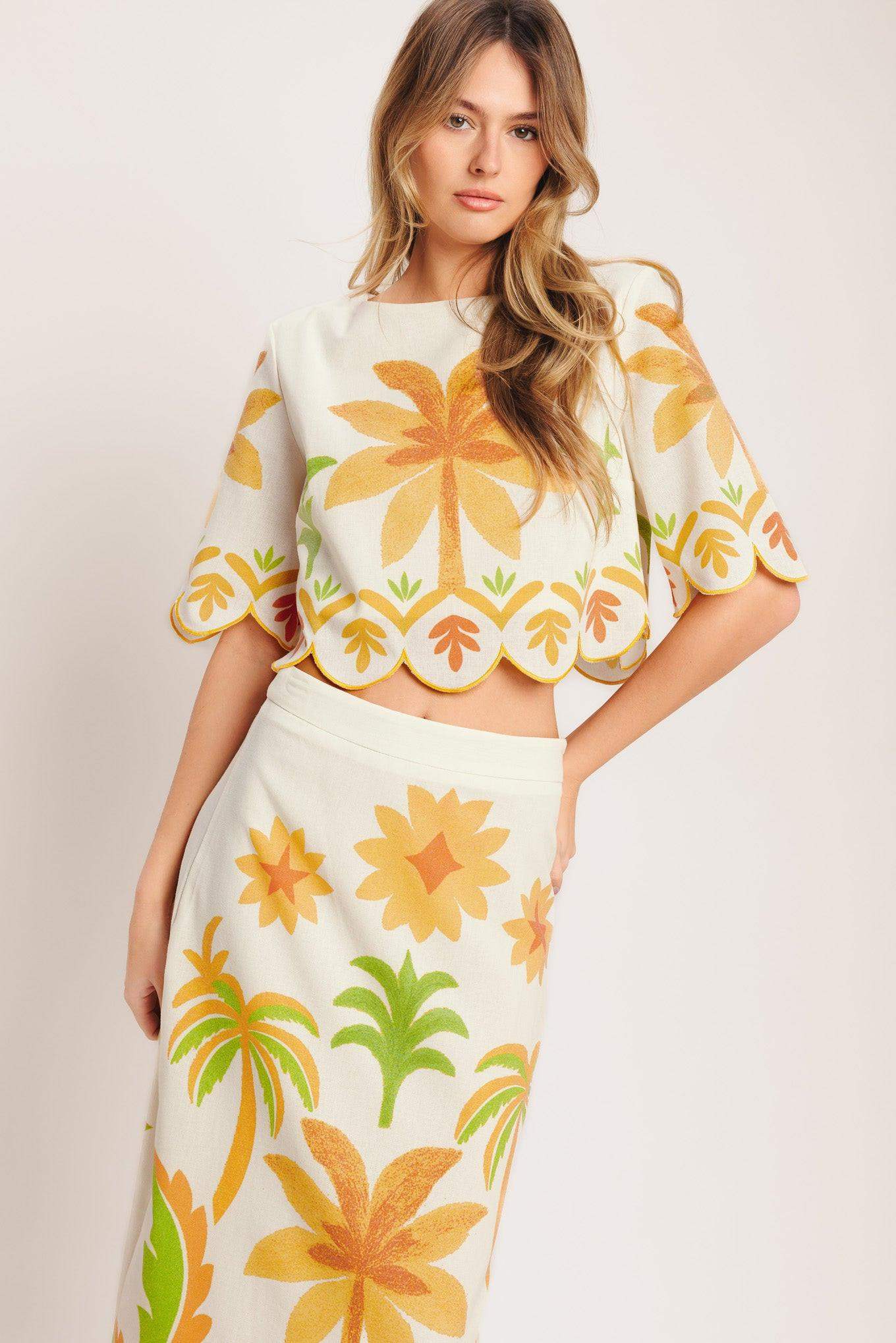 VINTAGE ISLAND WOVEN CROP TOP - Flying Tomato - Flyclothing LLC
