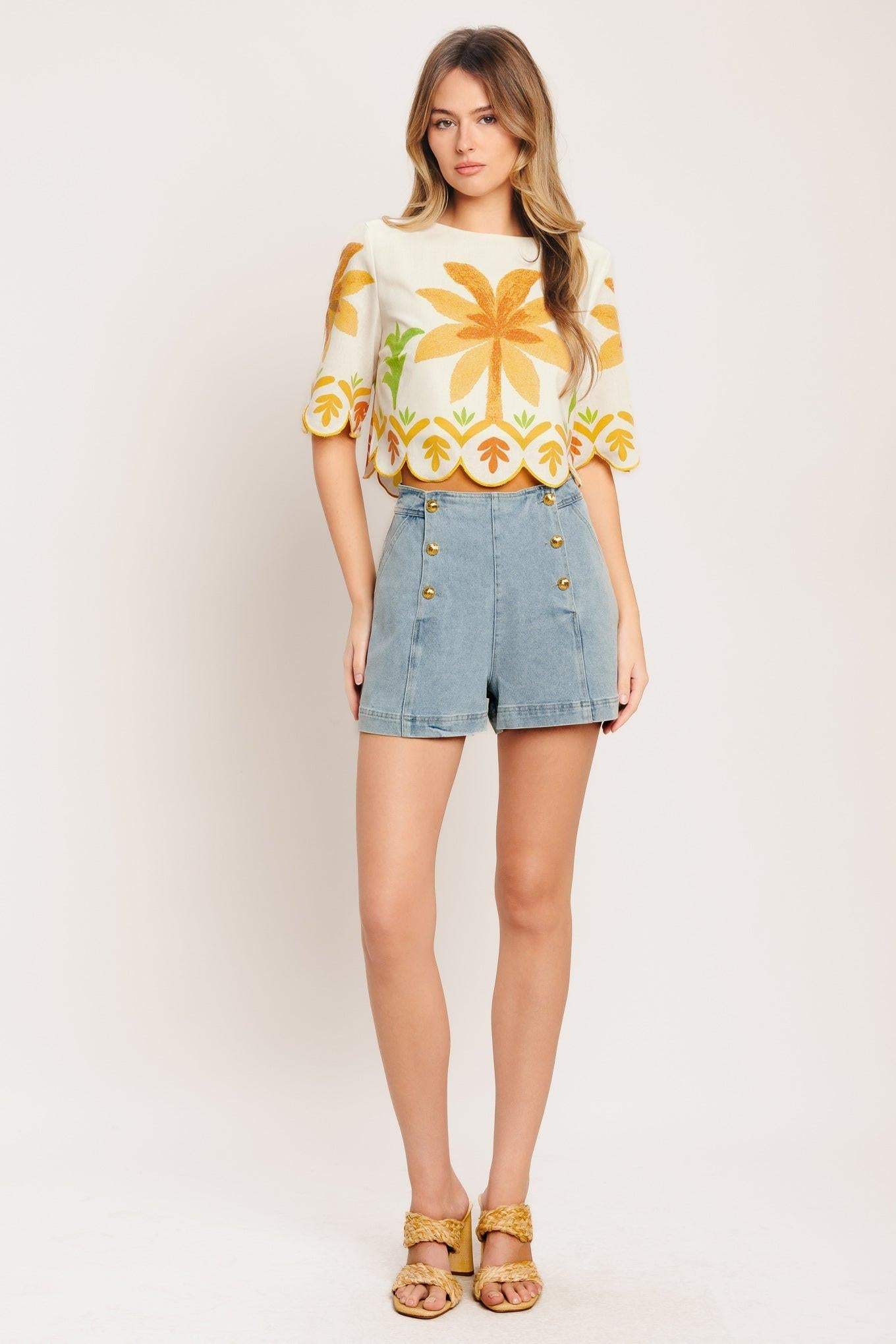 VINTAGE ISLAND WOVEN CROP TOP - Flying Tomato - Flyclothing LLC