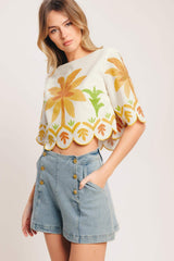 VINTAGE ISLAND WOVEN CROP TOP - Flying Tomato - Flyclothing LLC