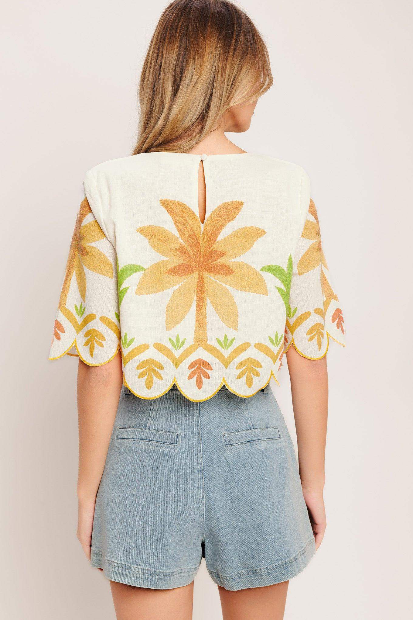 VINTAGE ISLAND WOVEN CROP TOP - Flying Tomato - Flyclothing LLC