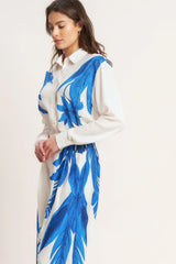 ASYMMETRICAL BOTANICAL WOVEN SHIRT - Flying Tomato - Flyclothing LLC