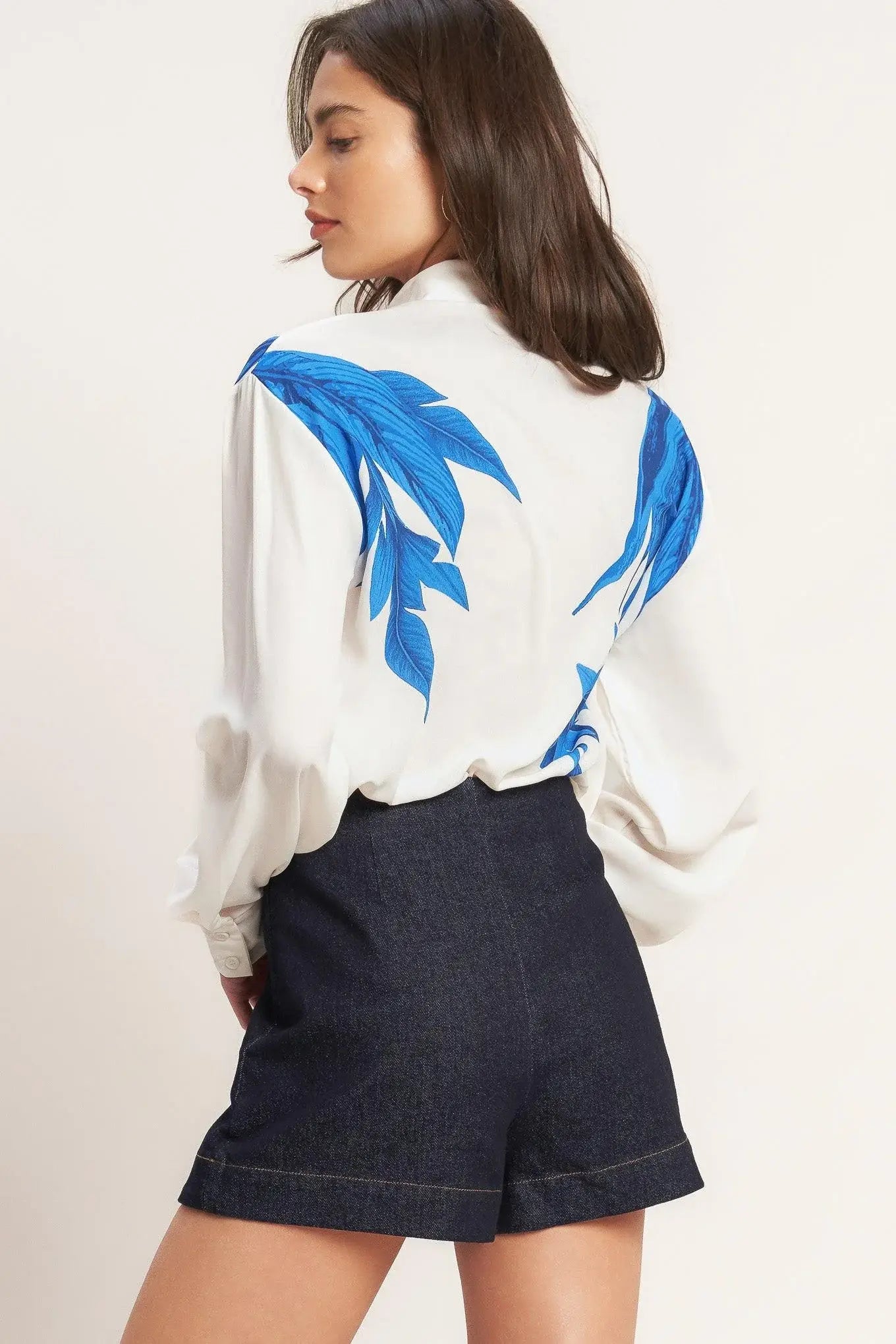 ASYMMETRICAL BOTANICAL WOVEN SHIRT - Flying Tomato - Flyclothing LLC