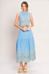 SKY BLOOM WOVEN EYELET TOP - Flying Tomato - Flyclothing LLC