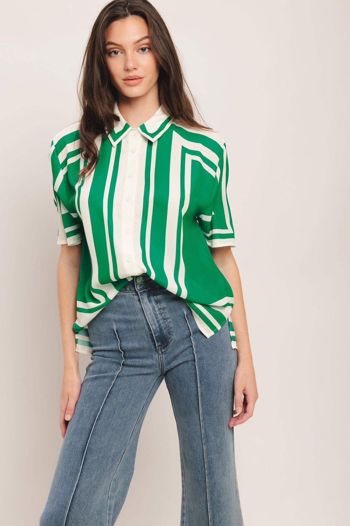 RIVIERA STRIPE WOVEN TOP - Flying Tomato - Flyclothing LLC