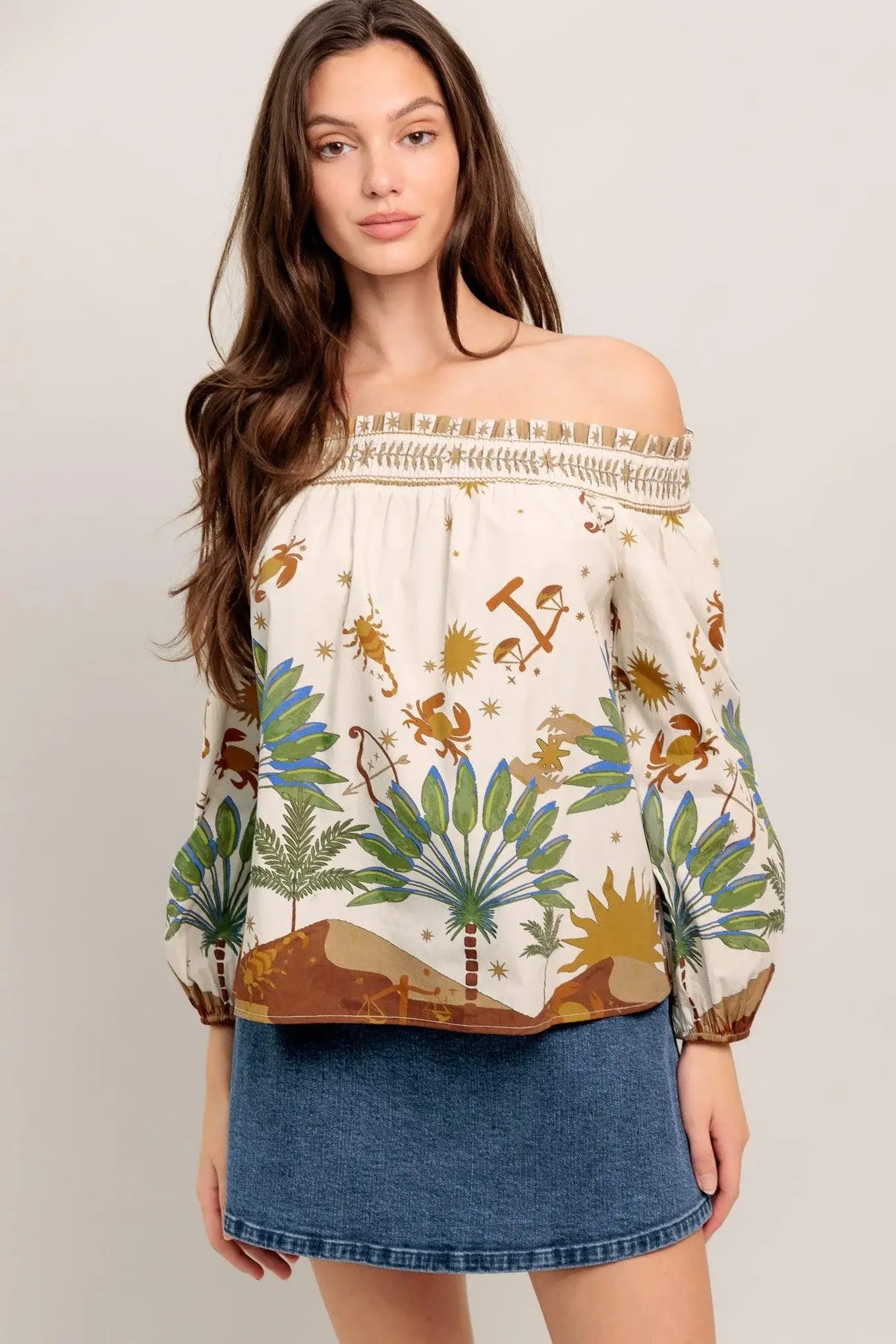 SUNLIT GARDEN WOVEN OFF SHOULDER TOP - Flying Tomato - Flyclothing LLC