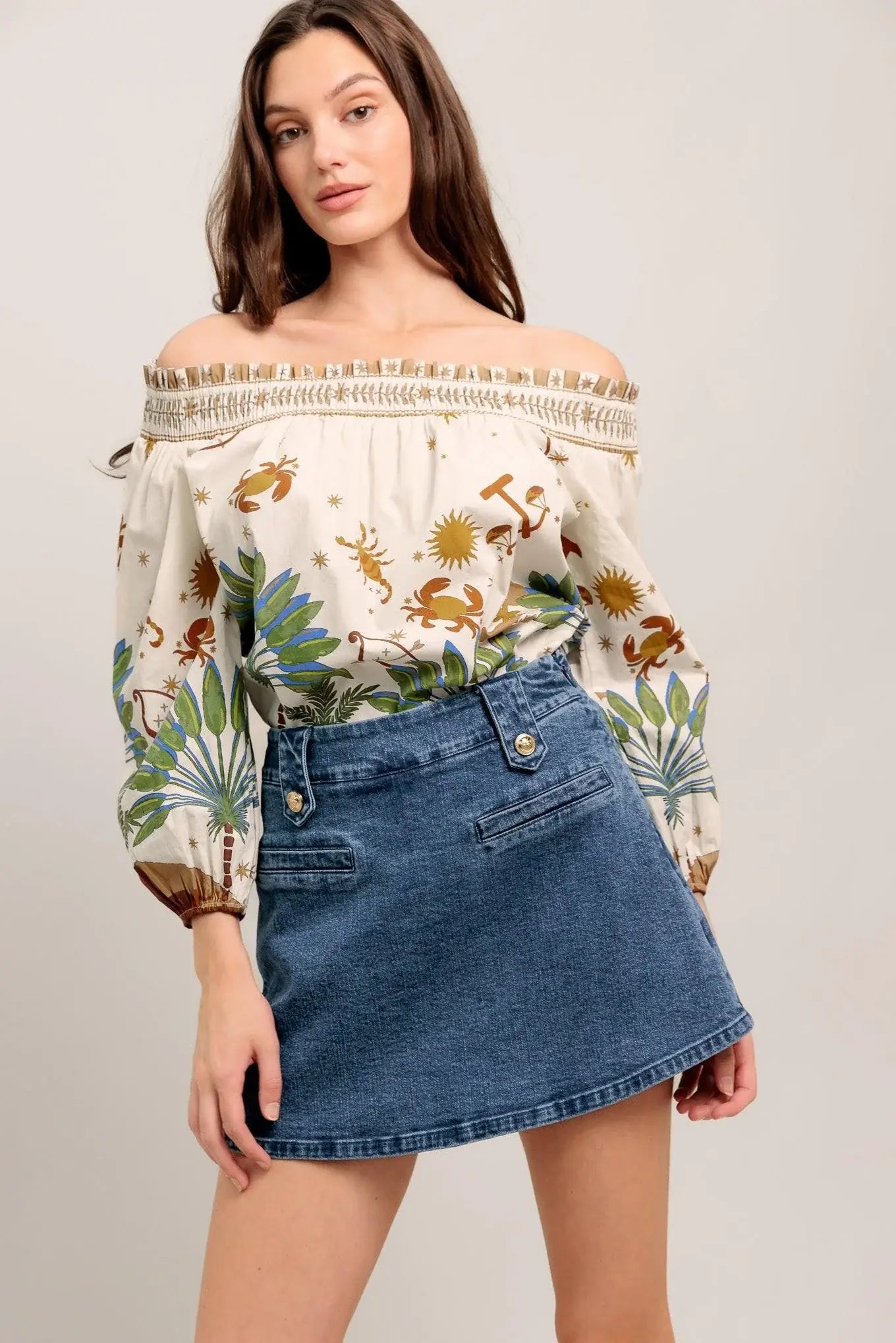 SUNLIT GARDEN WOVEN OFF SHOULDER TOP - Flying Tomato - Flyclothing LLC
