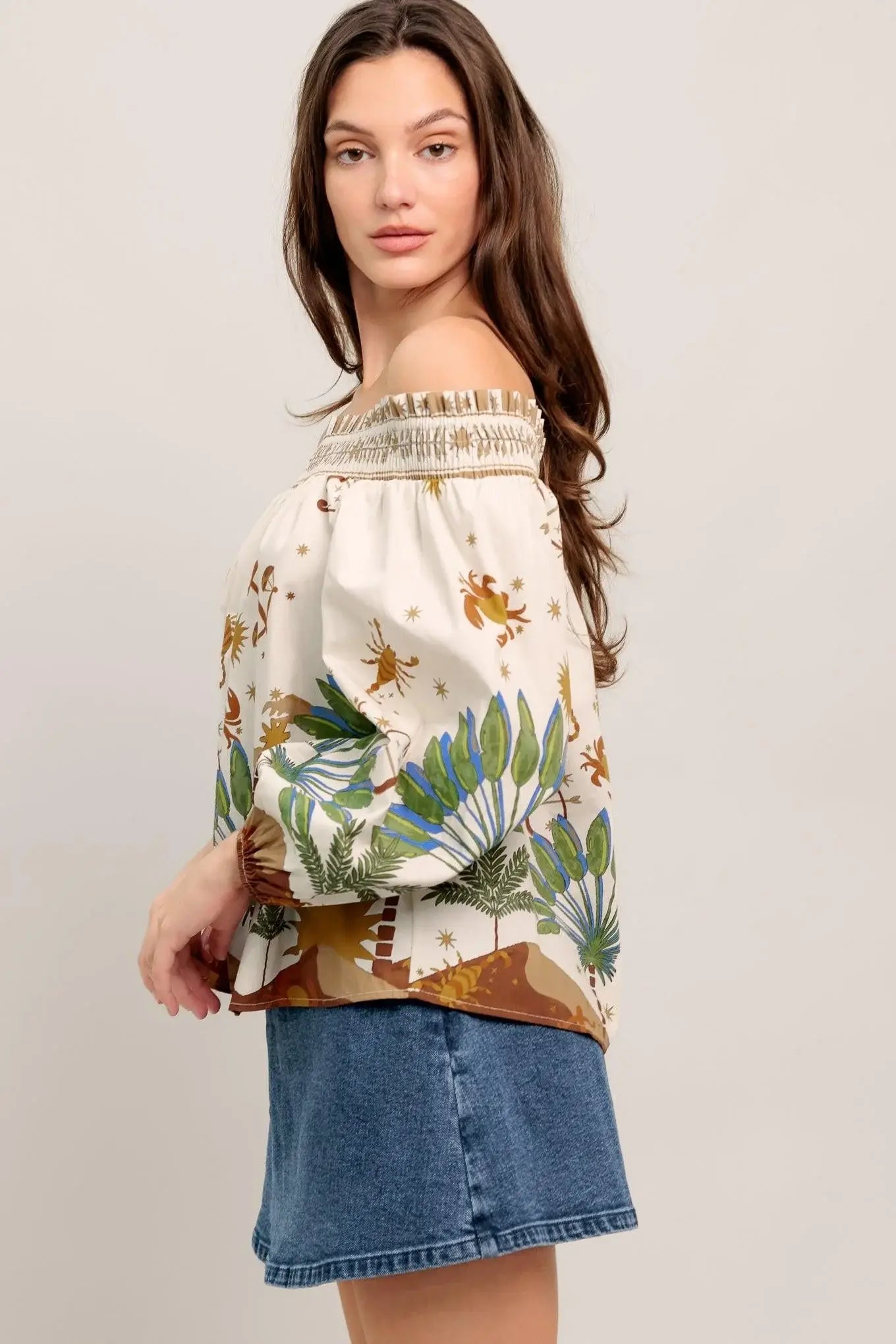 SUNLIT GARDEN WOVEN OFF SHOULDER TOP - Flying Tomato - Flyclothing LLC