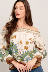SUNLIT GARDEN WOVEN OFF SHOULDER TOP - Flying Tomato - Flyclothing LLC