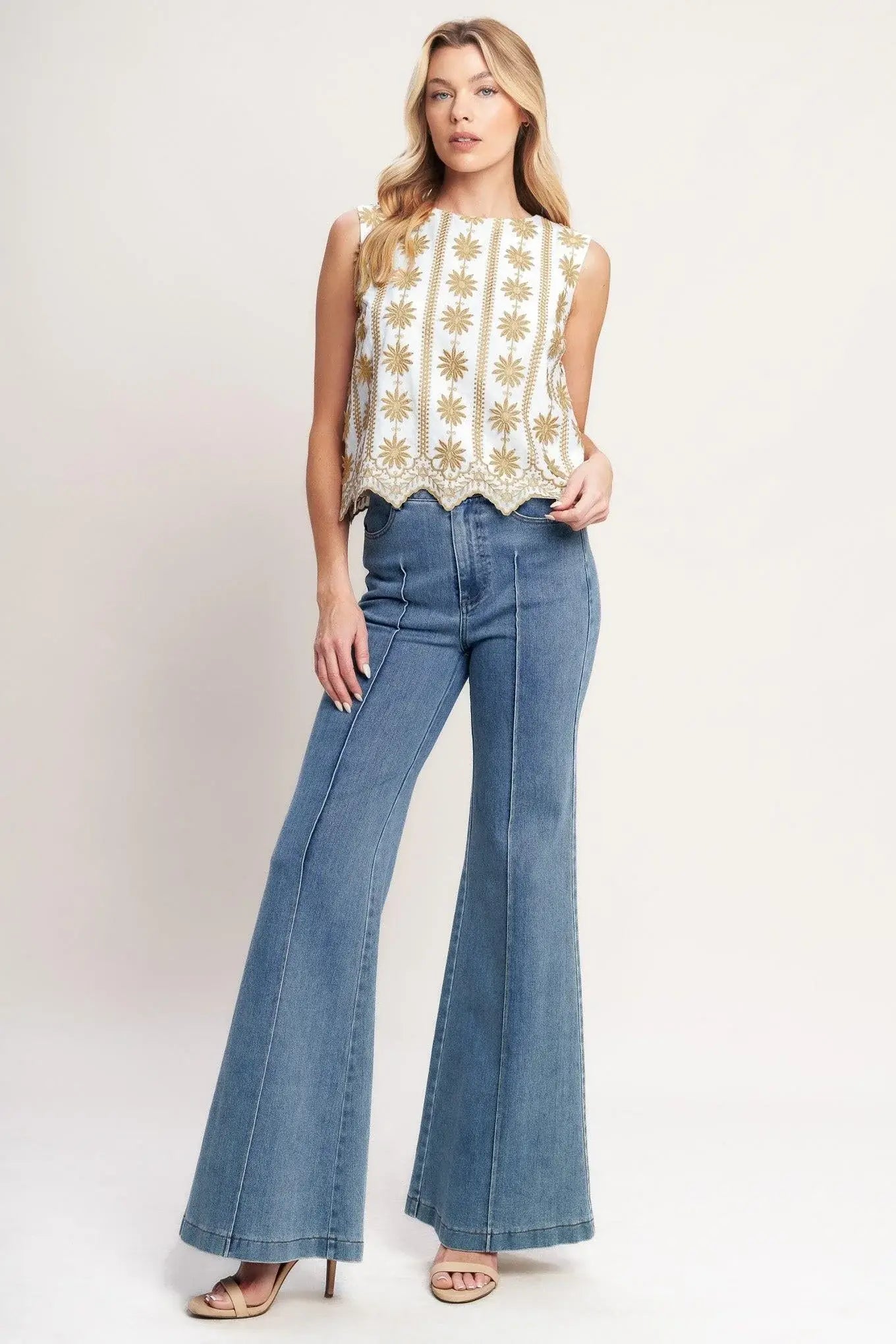 SUN-KISSED WOVEN EMBROIDERED TOP - Flying Tomato - Flyclothing LLC