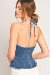 SUNNY DAY DENIM TOP - Flying Tomato - Flyclothing LLC