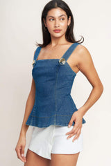 SWEET DENIM PEPLUM TOP - Flying Tomato - Flyclothing LLC