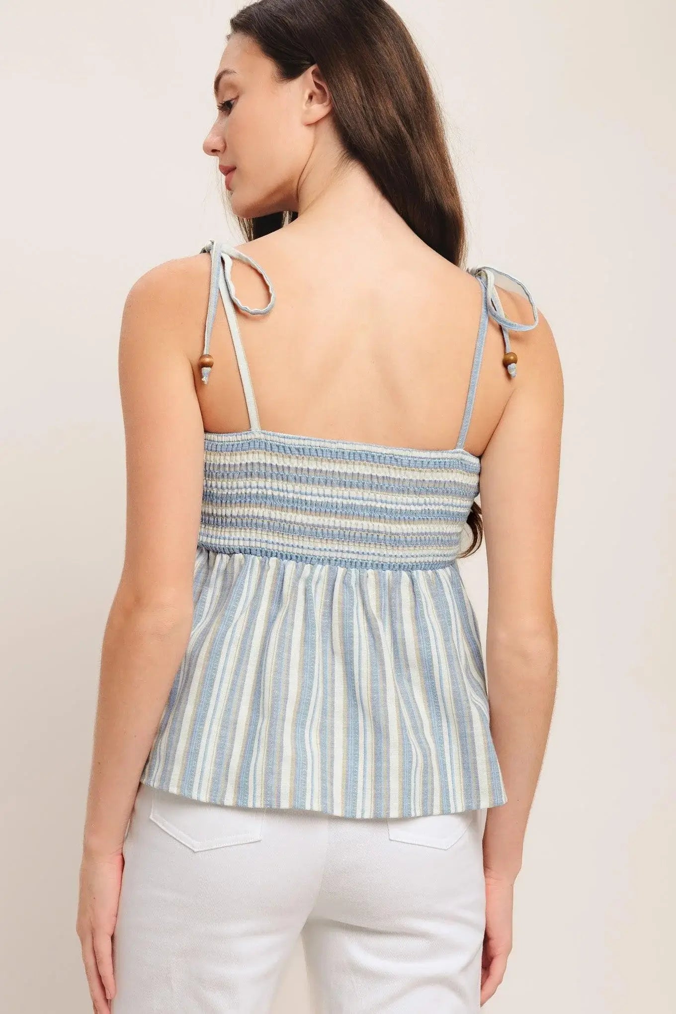 COASTAL DAY STRIP WOVEN TOP - Flying Tomato - Flyclothing LLC