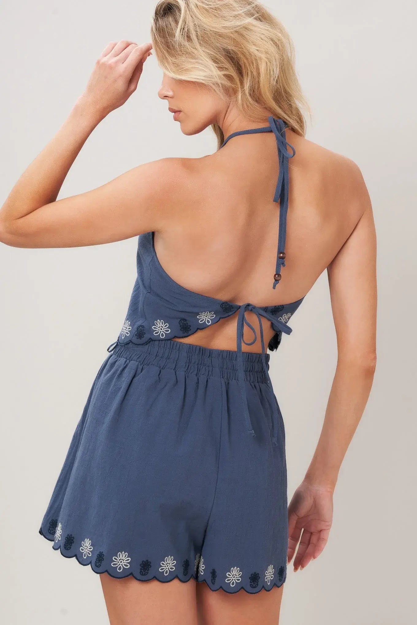 MOONLIT FLORA WOVEN SCARF TOP AND SHORT SET - Flying Tomato - Flyclothing LLC