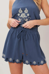 MOONLIT FLORA WOVEN SCARF TOP AND SHORT SET - Flying Tomato - Flyclothing LLC