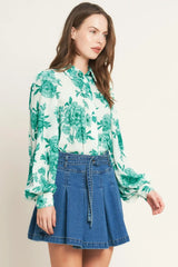BOTANICAL POP WOVEN TOP - Flying Tomato - Flyclothing LLC