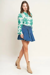 BOTANICAL POP WOVEN TOP - Flying Tomato - Flyclothing LLC