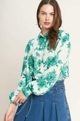 BOTANICAL POP WOVEN TOP - Flying Tomato - Flyclothing LLC
