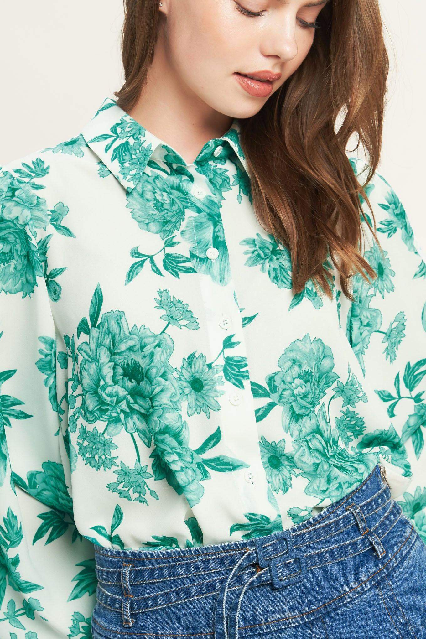 BOTANICAL POP WOVEN TOP - Flying Tomato - Flyclothing LLC