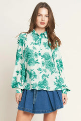 BOTANICAL POP WOVEN TOP - Flying Tomato - Flyclothing LLC