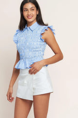 EFFORTLESSLY SWEET STRIPED WOVEN TOP - Flying Tomato - Flyclothing LLC