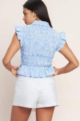 EFFORTLESSLY SWEET STRIPED WOVEN TOP - Flying Tomato - Flyclothing LLC