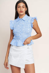 EFFORTLESSLY SWEET STRIPED WOVEN TOP - Flying Tomato - Flyclothing LLC