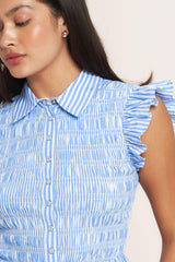 EFFORTLESSLY SWEET STRIPED WOVEN TOP - Flying Tomato - Flyclothing LLC