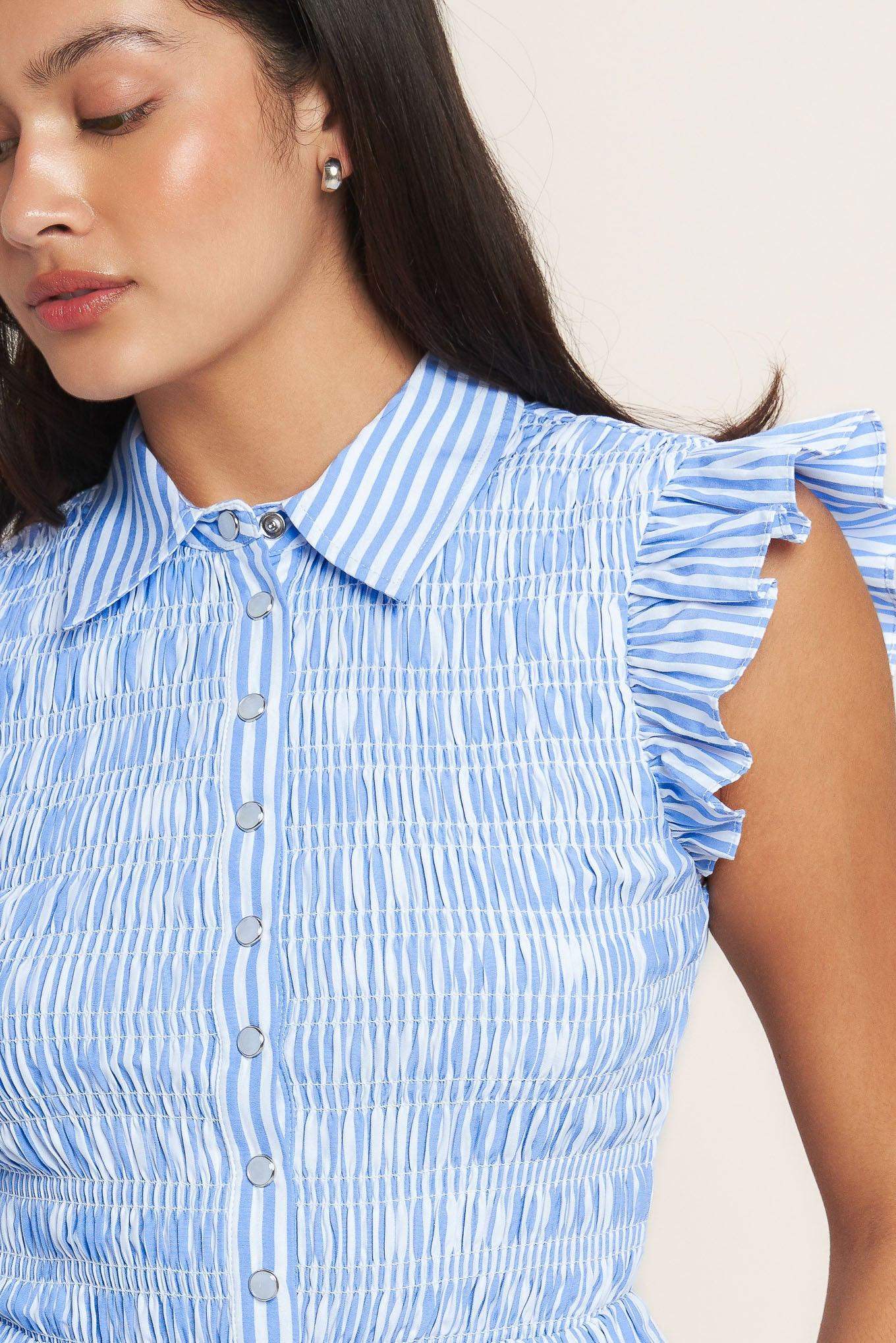 EFFORTLESSLY SWEET STRIPED WOVEN TOP - Flying Tomato - Flyclothing LLC