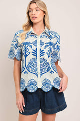 COASTLINE PALM WOVEN TOP - Flying Tomato - Flyclothing LLC