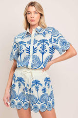 COASTLINE PALM WOVEN TOP - Flying Tomato - Flyclothing LLC