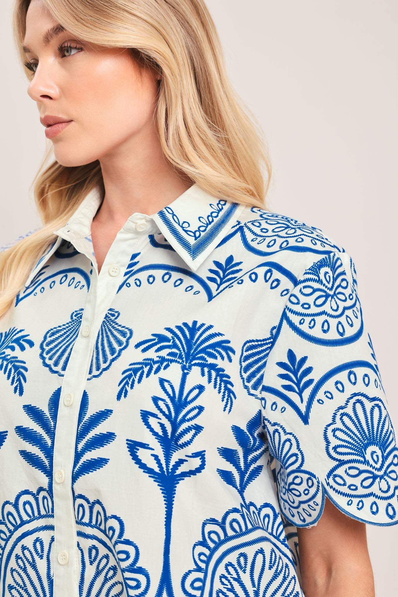 COASTLINE PALM WOVEN TOP - Flying Tomato - Flyclothing LLC