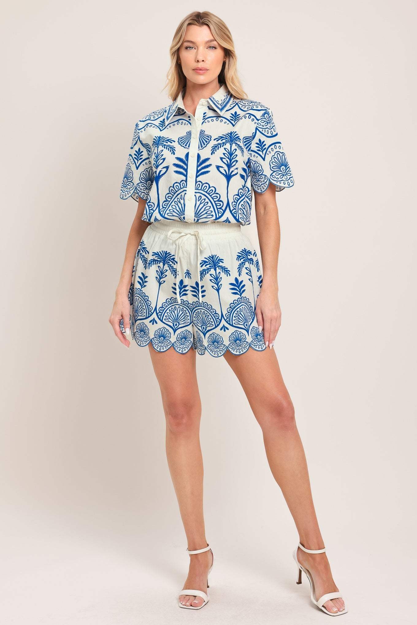 COASTLINE PALM WOVEN TOP - Flying Tomato - Flyclothing LLC