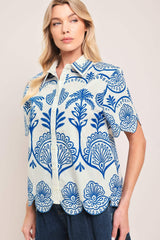 COASTLINE PALM WOVEN TOP - Flying Tomato - Flyclothing LLC