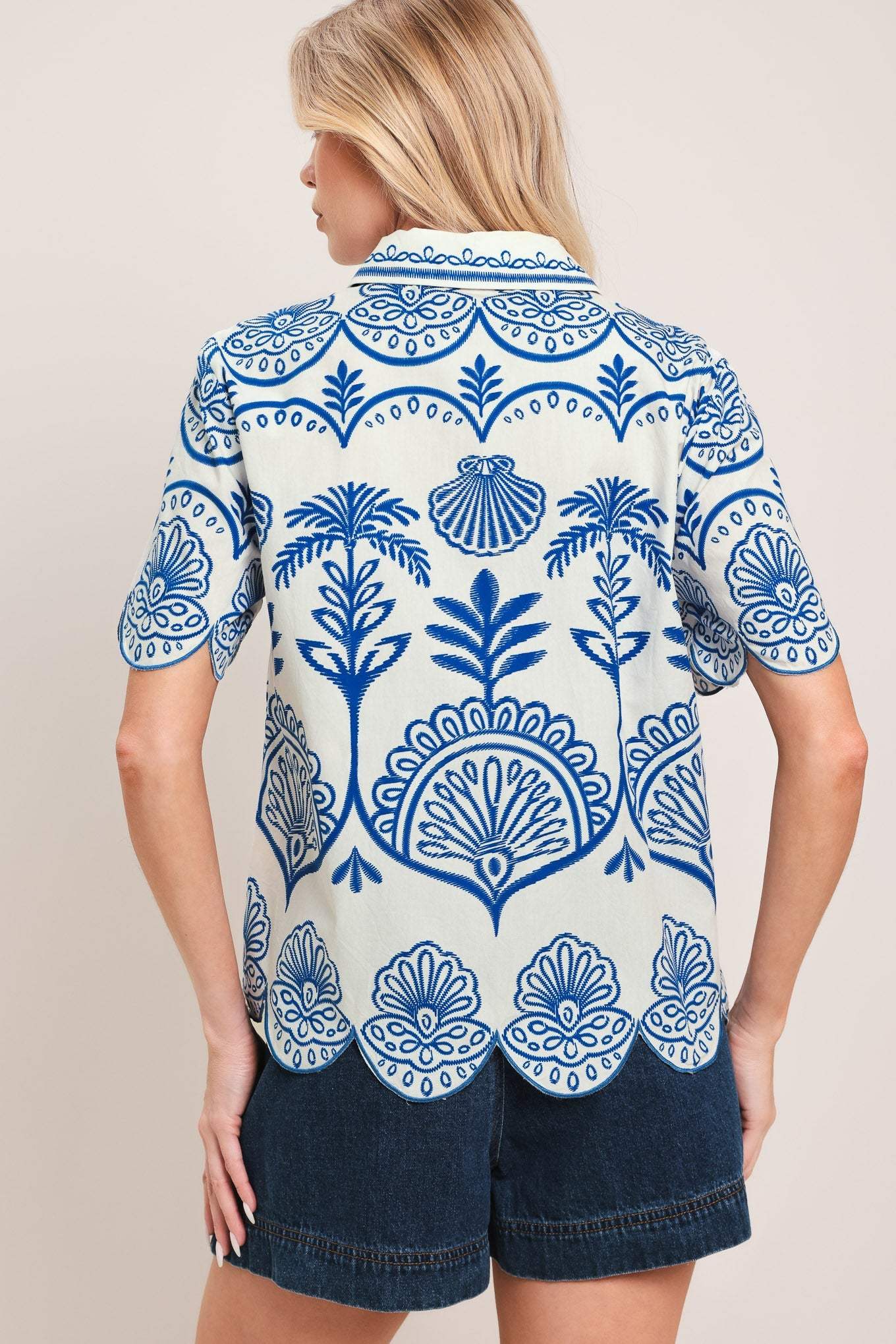 COASTLINE PALM WOVEN TOP - Flying Tomato - Flyclothing LLC