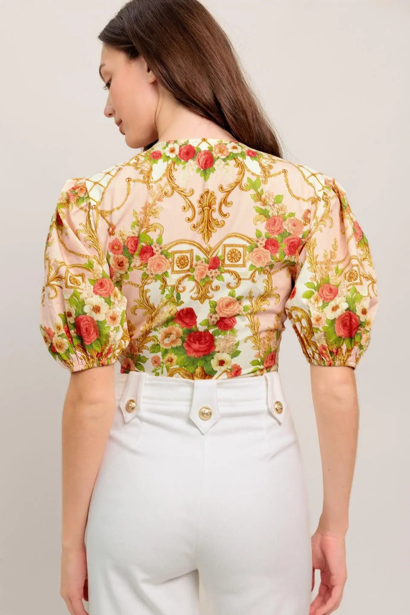 PALACE ROSE STATEMENT WOVEN CROP TOP - Flying Tomato - Flyclothing LLC