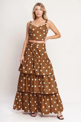 BROWN SUGAR DOT WOVEN BUSTIER TOP - Flying Tomato - Flyclothing LLC