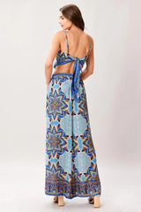 AZURE MANDALA WOVEN SCARF TOP AND PANT SET - Flying Tomato - Flyclothing LLC