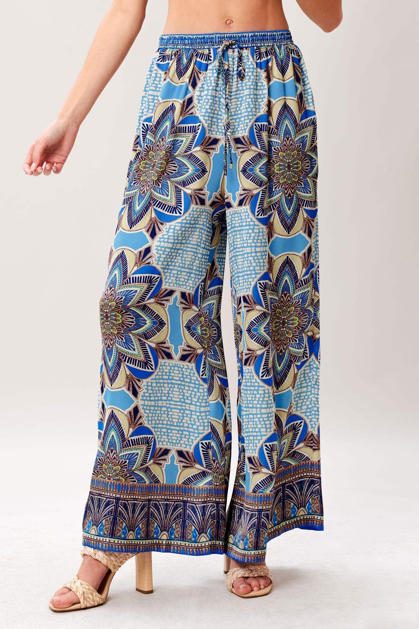 AZURE MANDALA WOVEN SCARF TOP AND PANT SET - Flying Tomato - Flyclothing LLC