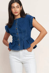 THE ONE YOU KEEP DENIM TOP - Flying Tomato - Flyclothing LLC