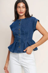 THE ONE YOU KEEP DENIM TOP - Flying Tomato - Flyclothing LLC
