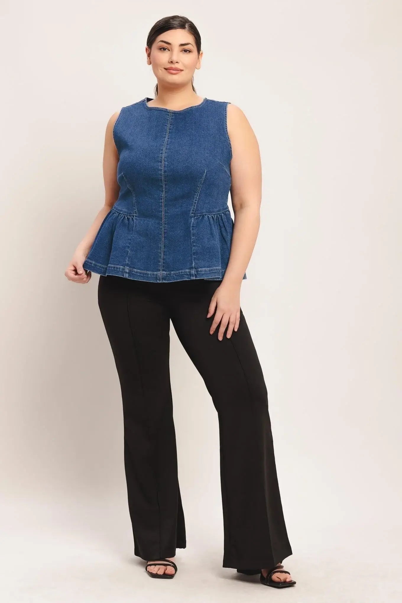MODERN FLOUNCE DENIM TOP - Flying Tomato - Flyclothing LLC